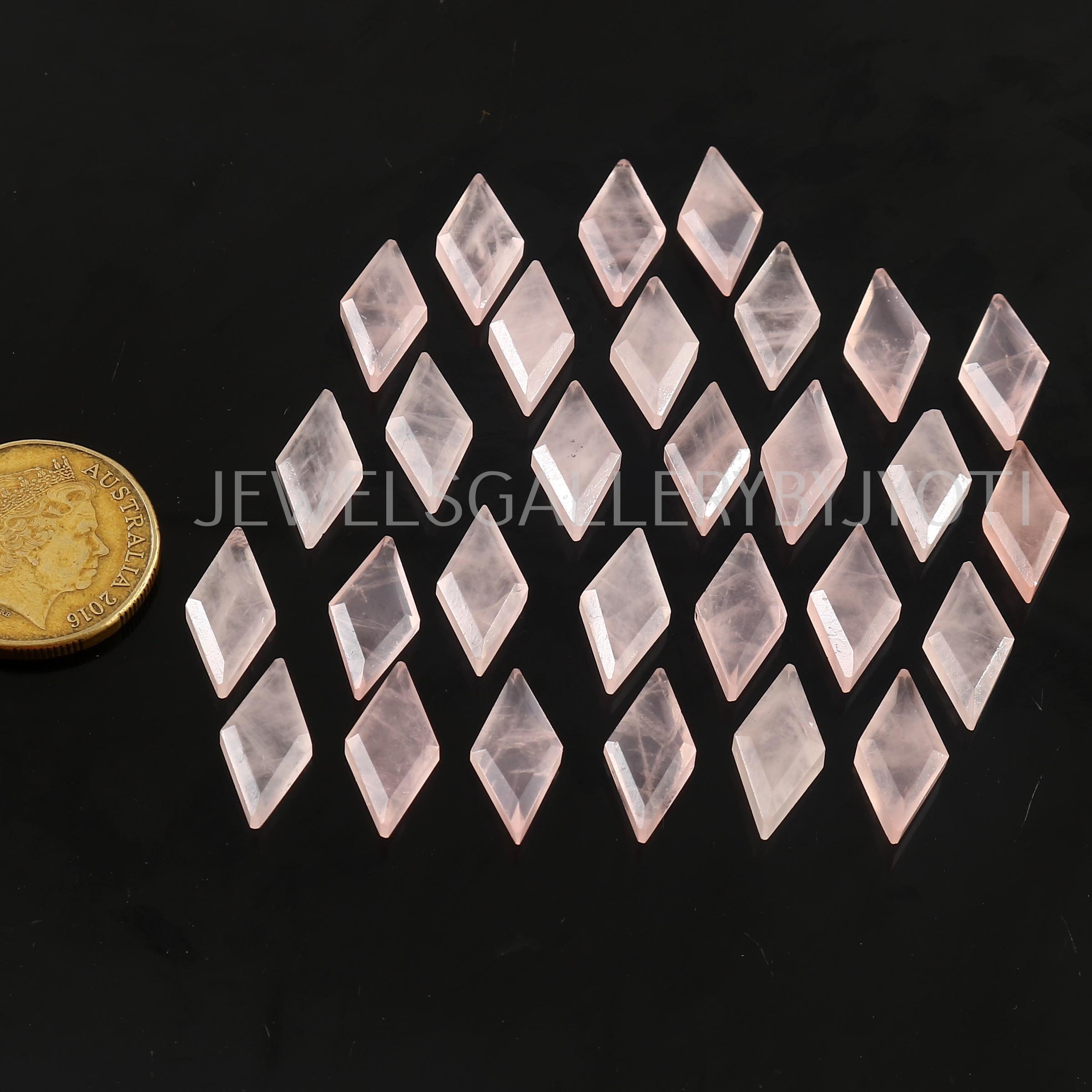 ローズクォーツファセットダイヤモンドシェイプブリオレット、ローズ