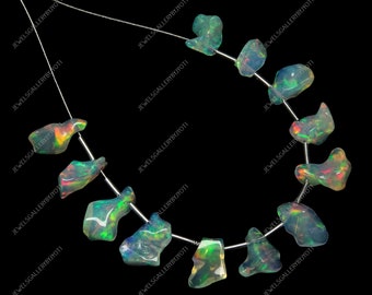 12 Pieces AAA Grade Ethiopian Opal Nuggets Beads, Ethiopian Opal Polished Rough Stones, Opal Smooth Nuggets