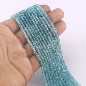 14 Inches AAA Grade Natural Blue Zircon Faceted Rondelle Beads, Blue Zircon Faceted Buttons, Natural Zircon Rondelles (3-4mm approx)