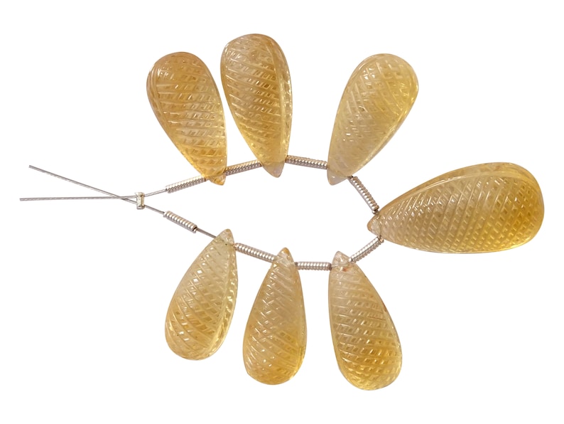 Citrine Fancy Shape Carved Beads AA Quality Citrine Drops Shape Beads Beads For Jewelry Making