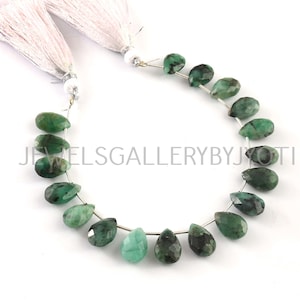 24 Pieces Nice Quality Natural Emerald Faceted Pears Briolettes, Emerald Pears Briolettes (8*12mm approx)