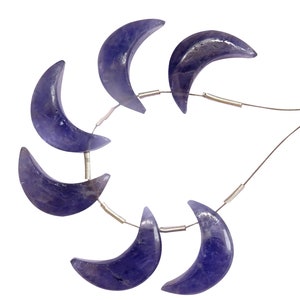 5/6 Pieces Natural Iolite Smooth Crescent Moons Briolettes, Iolite Carved Crescent Moons Briolettes (16mm long approx) (TPT222)