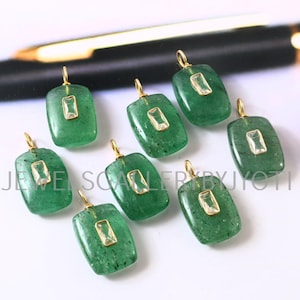 1/2 Pieces Strawberry Quartz Cushion Shape Sterling Silver Pendant, Inlay Gemstone Pendant, Strawberry Quartz Pendants, Stacking Pendants