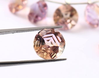 RARE 4/6 Pieces AAA Grade Bi-Ametrine Concave Round Gemstone Beads, Ametrine Round Concave Star Step Cut Beads (12mm Approx)