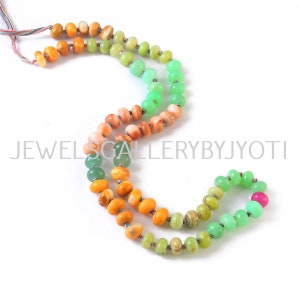 16&quot; Beautiful Multi Gemstones Smooth  Rondelles, Candy Opal Smooth Rainbow Knotted Beads, Multi Gemstone Smooth Rondelles (8mm app.)