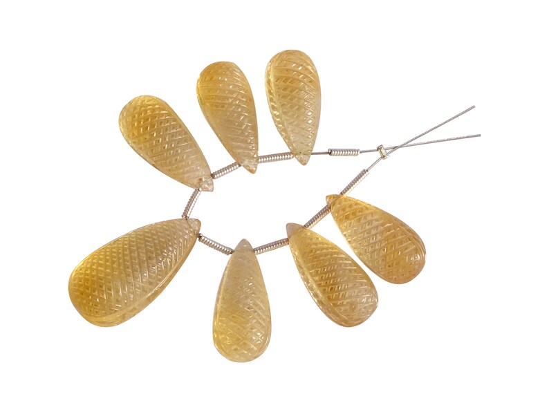 Citrine Fancy Shape Carved Beads AA Quality Citrine Drops Shape Beads Beads For Jewelry Making