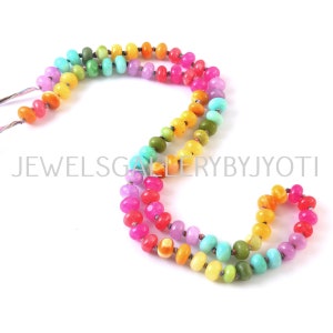 16&quot; Beautiful Multi Gemstones Smooth  Rondelles, Candy Opal Smooth Rainbow Knotted Beads, Multi Gemstone Smooth Rondelles (8mm app.)