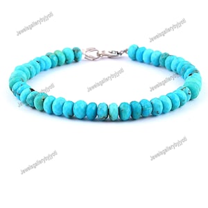 100% Natural Sleeping Beauty Turquoise Sterling Siler Bracelet, Gift For Woman, Stack Bracelet, December Birthstone Bracelet, handmade beads