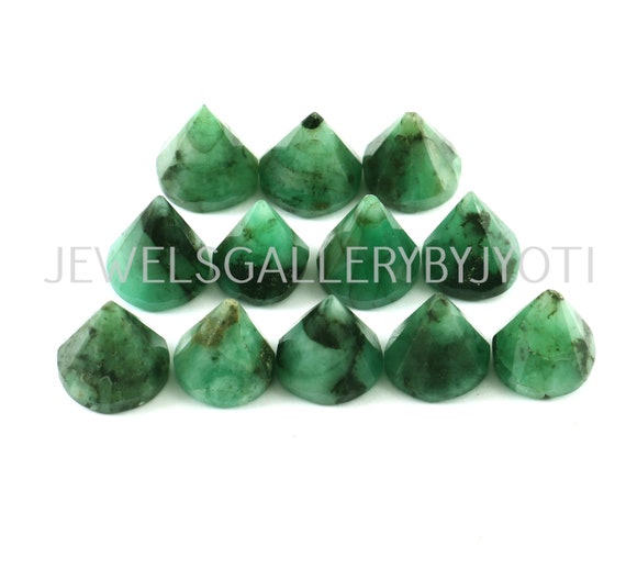 Pieces Natural Emerald Cone Shape Loose Gemstones, Emerald Fancy Cut Gemstone For Jewelry making (8*10mm