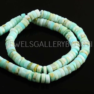 16 Inches Peruvian Blue Opal Wheels, Peruvian Opal Wheels , Blue Opal Heishi Beads, Peruvian Opal Smooth Wheels