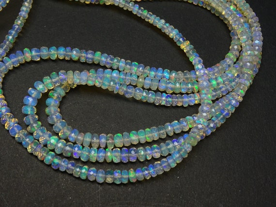 15 Inch Long Strand Ethiopian Opal Faceted Rondelles | Etsy