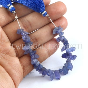 8 Inches Strand Nice Quality Natural Tanzanite Drilled Rough Nuggets, Raw Tanzanite Gemstone Beads, Tanzanite Rough Beads (8-11 mm long)