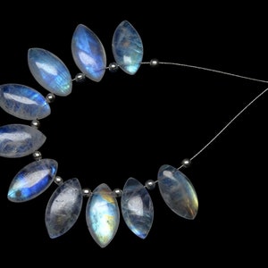 10 Pieces Fine Quality Rainbow Moonstone Smooth Marquise, Rainbow Moonstone Smooth Briolettes, Moonstone Marquise Briolettes (7*14MM)(AB102)