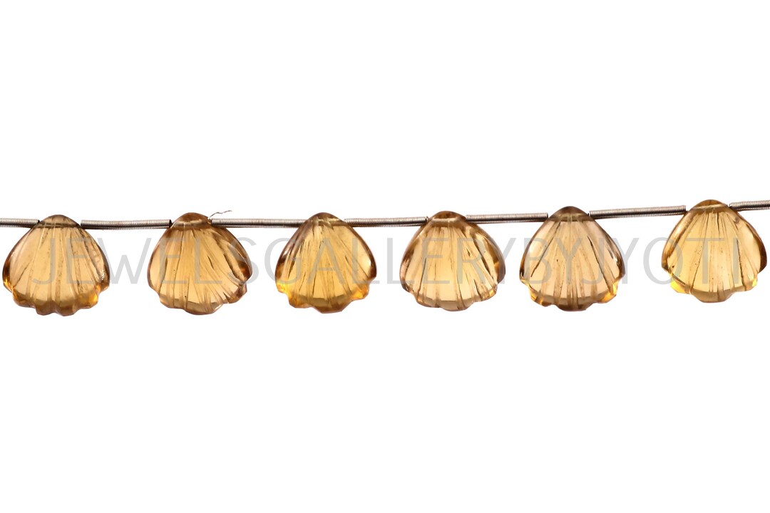 Brielle Shells 8 Pieces AAA Grade Honey Quartz Carved Shell Shape Briolettes, Honey ...