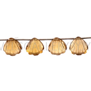 8 Pieces AAA Grade Honey Quartz Carved Shell Shape Briolettes, Honey Quartz Fancy Shape Carved Briolettes, Honey Quartz Briolettes (OBC221)