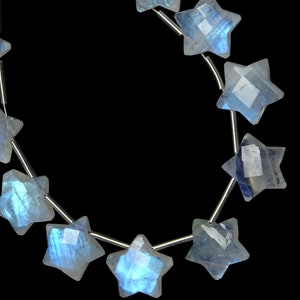 12 Pieces Nice Quality Rainbow Moonstone Faceted Stars Briolettes, Rainbow Moonstone 5-Point Star Shape Briolettes (10mm approx) (MO)