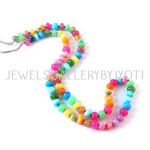 16&quot; Beautiful Multi Gemstones Smooth  Rondelles, Candy Opal Smooth Rainbow Knotted Beads, Multi Gemstone Smooth Rondelles (8mm app.)