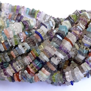 15 Inch Long Strand Multi Stones Smooth Flat Squares, Multi Stone Flat Square Beads(5 to 6 mm approx)