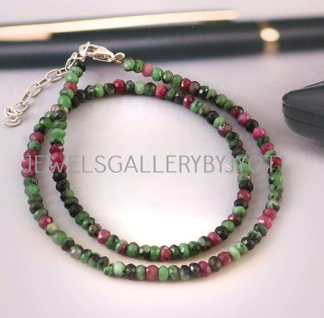 Collar De Cuentas De Rubí Facetadas Rondelle