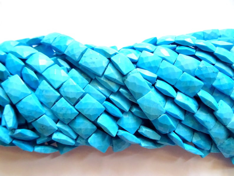 Indian Turquoise Faceted Rectangular Slabs Indian Turquoise Briolette Beads