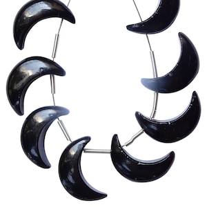 10 Pieces Black Onyx Smooth Crescent Moons, Black Onyx Fancy Carved Briolettes, Black Onyx Crescent Moon Briolettes (16mm) (RB78)