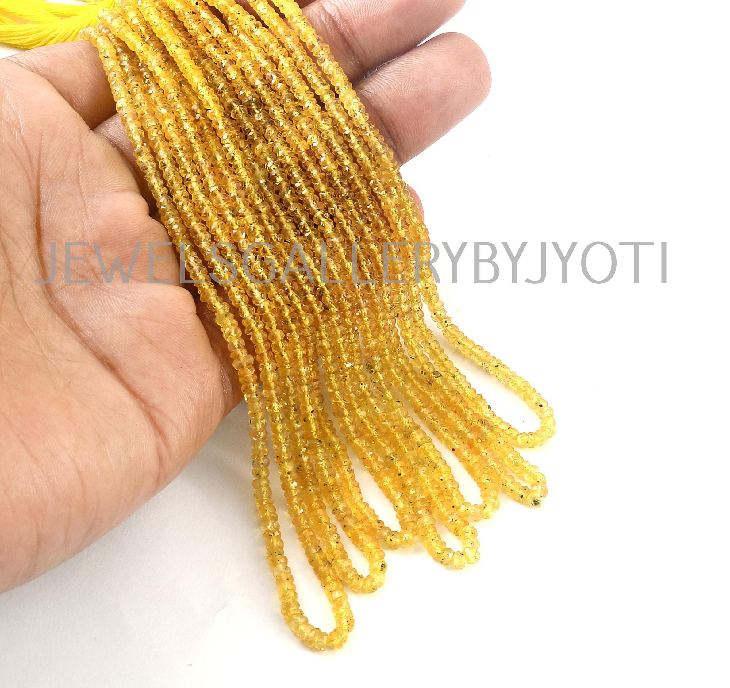 8/16 Inches Strand Yellow Songea Sapphire Faceted Rondelles