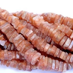 15 Inch Long Strand Sunstone Smooth Flat Squares, Sunstone Flat Square Beads (6 mm approx)