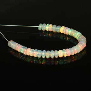 4 Inch Long Strand AAA Grade Ethiopian Opal Smooth Rondelle Beads, Ethiopian Opal Rondelle Beads,Opal Smooth Rondelles(4.5-5MM approx)OBC429