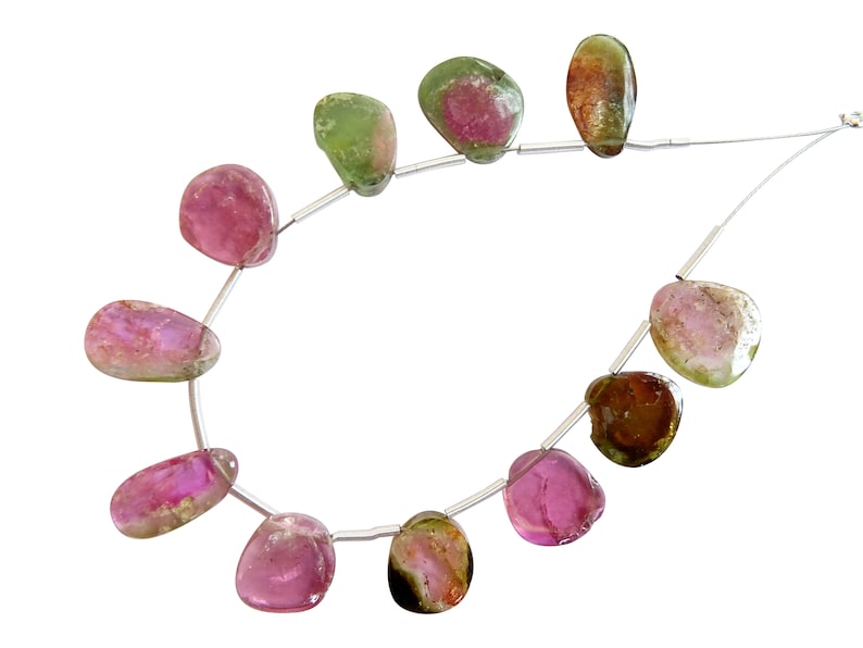 Watermelon Tourmaline Flat Slices Bi-Tourmaline Flat Polished Irregular Shape Slices Watermelon Tourmaline Briolettes DI51