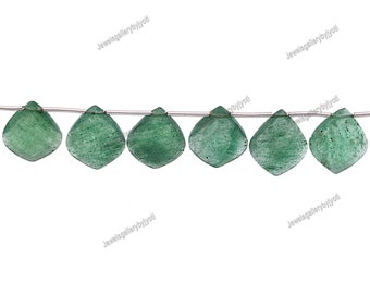 8 Pieces Green Strawberry Quartz Faceted Fancy Shape Briolette Beads, Green Strawberry Quartz Faceted Briolettes (15*18mm approx) (NAT111)