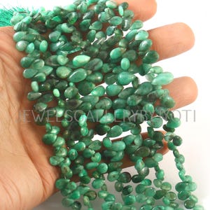 8&quot; Strand Nice Quality Natural Brazil Emerald Smooth Pears Briolettes, Emerald Smooth Pears Briolettes, Emerald Pears (5*7-6*9 mm app.) MC