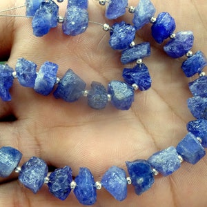 12 Pieces Fine Quality Natural Tanzanite Rough Nuggets, Raw Tanzanite Drilled Gemstone Beads( 10 to 12 mm)