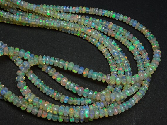 15 Inch Long Strand Ethiopian Opal Faceted Rondelles | Etsy