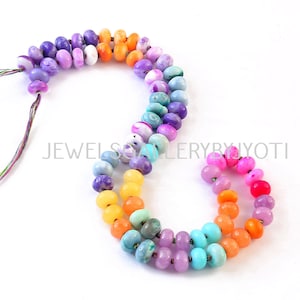 16&quot; Beautiful Multi Gemstones knotted Rondelles, Candy Opal Smooth Rainbow Beads,Multi Gemstone Rondelles,Colorful Beaded Gem Necklace(8mm)