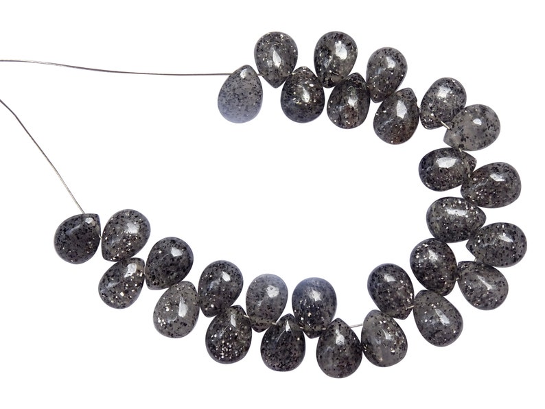 7*9mm 29 Pieces Black Sunstone Smooth Pear Briolettes MO182 Black Sunstone Smooth Briolettes