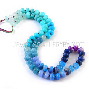 16&quot; Beautiful Multi Gemstones knotted Rondelles, Candy Opal Smooth Rainbow Beads,Multi Gemstone Rondelles,Colorful Beaded Gem Necklace(8mm)