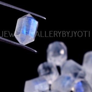 AAA Quality Rainbow Moonstone Double Pointed Shape Bullets, Rainbow Moonstone Faceted Terminated Bullets (6*10 mm app.)