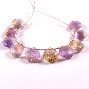 8 Pieces Nice Quality Ametrine Fancy Carved Shape Briolettes, Ametrine Sea Shell Shape Carved Briolettes (12MM app.) (TPT272)