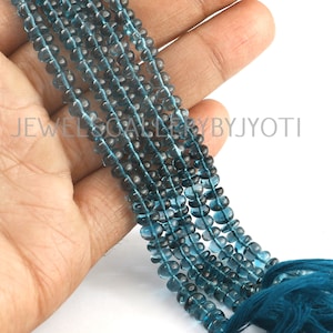 AAA Grade London Blue Topaz Smooth Rondelle Beads, London Topaz Smooth Rondelles, London Topaz Beads (5.5mm approx)OBC