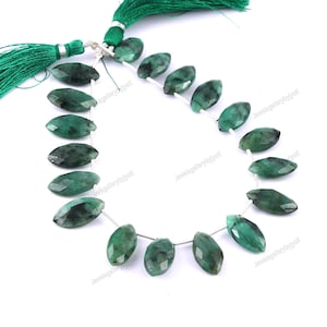 10 Pieces Natural Emerald Faceted Marquise Shape Briolettes, Emerald Faceted Briolettes, Emerald Fancy Briolettes (8*16mm app.)MC