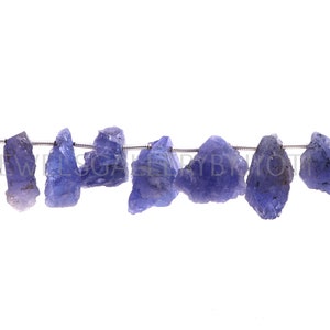 15 Pieces Nice Quality Natural Tanzanite Drilled Rough Nuggets, Raw Tanzanite Gemstone Beads, Tanzanite Rough Beads (12-15 mm long)