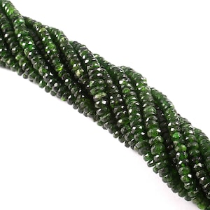 14 Inches Long Strand Nice Quality Chrome Di-Opside Faceted Rondelle Beads, Chrome Di-Opside Rondelle Beads
