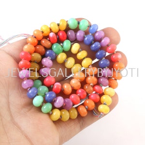 16&quot; Beautiful Multi Gemstones Smooth  Rondelles, Candy Opal Smooth Rainbow Knotted Beads, Multi Gemstone Smooth Rondelles (8mm app.)