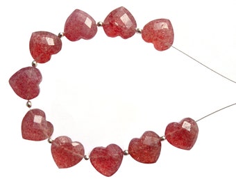 10 Pieces Strawberry Quartz Faceted Briolettes, Strawberry Quartz Hearts Briolettes, Strawberry Quartz Fancy Briolettes(11mm app)(EVE186)