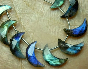 8 Pieces Bright Flashy Labradorite Faceted Crescent Moon, Labradorite Faceted Moon, Labradorite Fancy Carved Gemstone (16mm app.) (OFF)