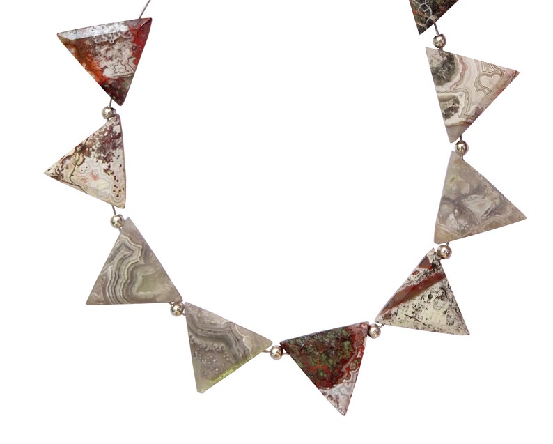 13mm approx JSE12 9 Pieces Crazy Lace Agate Faceted Triangle Shape Briolette Beads Crazy Lace Agate Faceted Fancy Shape Briolettes