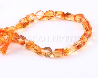 10 Inches Long Strand AAA GRADE Bi-Citrine Faceted Nuggets, Citrine Step Cut Nuggets, Citrine Tumble Beads (7*10-8*11 mm approx.)