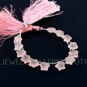 10 Pieces Brazil Rose Quartz Faceted Stars Briolettes, Rose Quartz Fancy Star Shape Carved Briolettes (10mm) (RSR02)