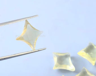 2/4 Pieces lemon Quartz Faceted Ninja Star Briolettes, Lemon Quartz Carved Fancy Shape Gemstone (14mm approx)