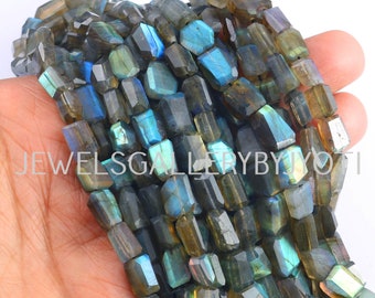 8 Inches Long Strand Nice Quality Bright Flashy Labradorite Faceted Nuggets, Labradorite Step Cut Nuggets (8*12-9*13mm) (MRQ25)